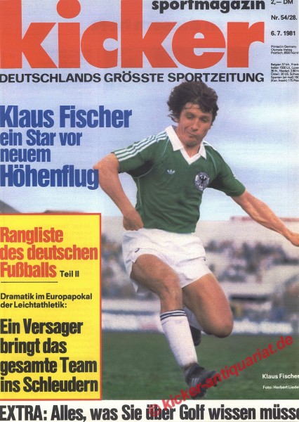 Kicker Sportmagazin Nr. 54, 6.7.1981 bis 12.7.1981