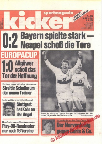 Kicker Schlagzeile: 0:2 Bayern spielte stark - Neapel schoß die Tore.