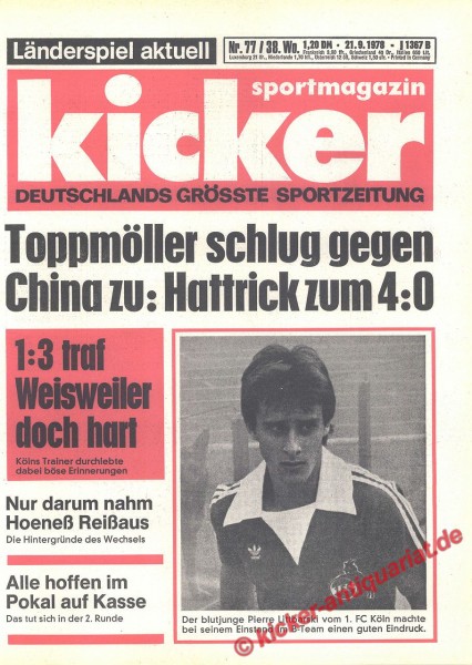 Kicker Sportmagazin Nr. 77, 21.9.1978 bis 27.9.1978
