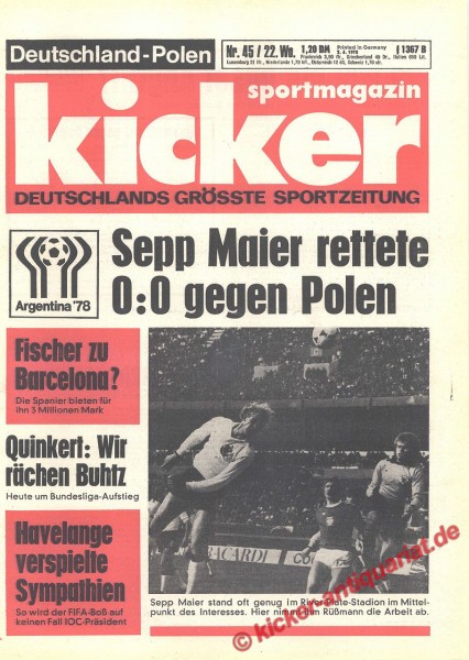 Kicker Sportmagazin Nr. 45, 2.6.1978 bis 8.6.1978