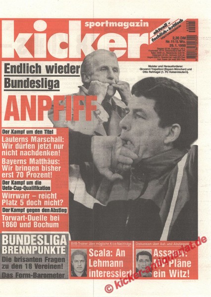 Kicker Sportmagazin Nr. 11, 29.1.1998 bis 4.2.1998