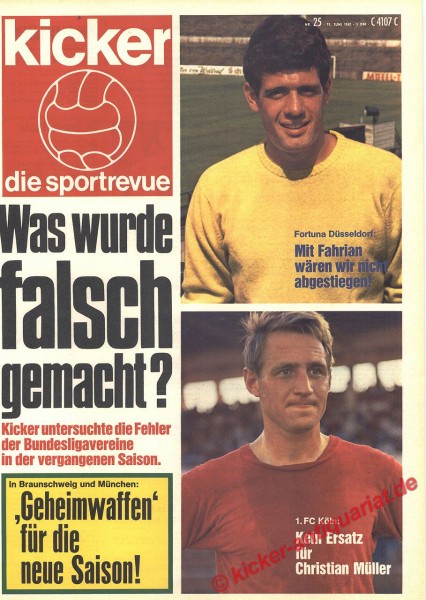 Kicker Sportrevue Nr. 25, 19.6.1967 bis 25.6.1967