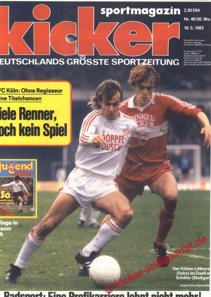 Pierre Littbarski (1.FC Köln) und Schäfer (VfB Stuttgart)