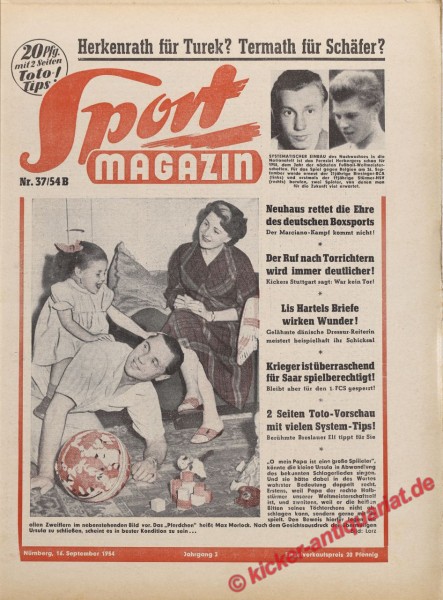 Sportmagazin Nr. 37B, 16.9.1954 bis 22.9.1954