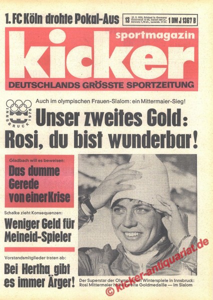 Kicker Sportmagazin Nr. 13, 12.2.1976 bis 18.2.1976