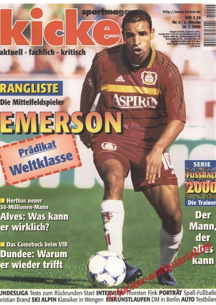 Kicker Sportmagazin Zeitung 4/2000 vom 10. Januar 2000: