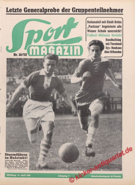 Sportmagazin Nr. 16A, 16.4.1952 bis 22.4.1952