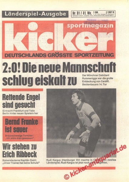 Kicker Sportmagazin Nr. 81, 7.10.1976 bis 13.10.1976