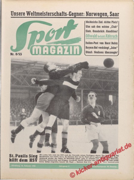 Sportmagazin Nr. 8A, 18.2.1953 bis 24.2.1953