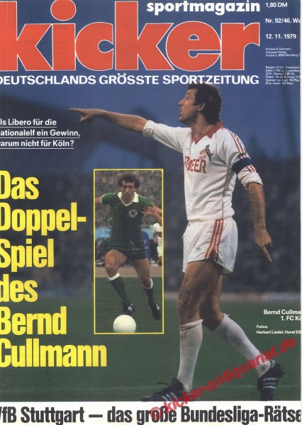 Kicker Sportmagazin Nr. 92, 12.11.1979 bis 18.11.1979