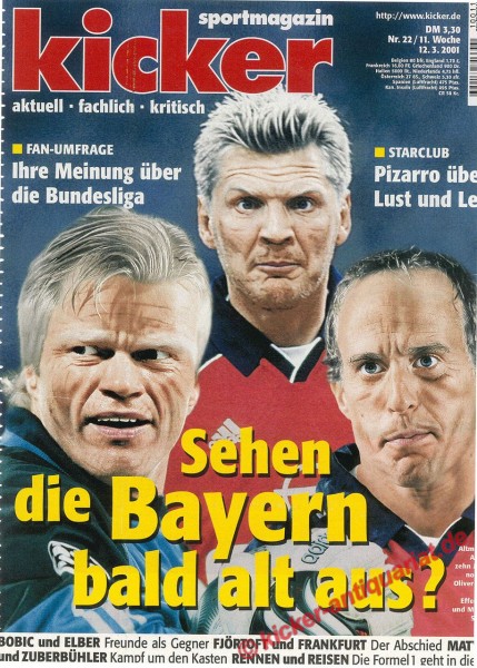 Kicker Sportmagazin Nr. 22, 12.3.2001 bis 18.3.2001