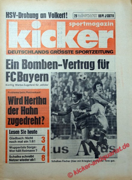 Kicker Sportmagazin Nr. 29, 4.4.1974 bis 10.4.1974