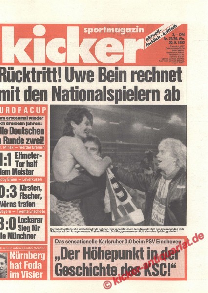 Kicker Sportmagazin Nr. 79, 30.9.1993 bis 6.10.1993