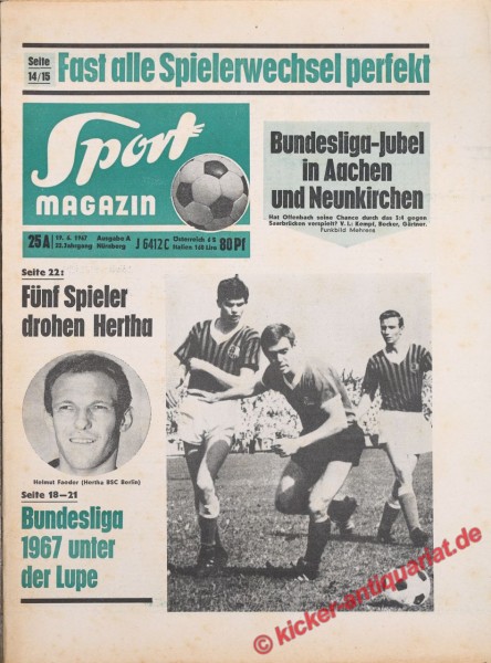 Sportmagazin Nr. 25A, 19.6.1967 bis 25.6.1967