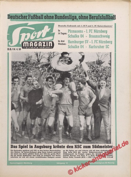 Sportmagazin Nr. 15A, 14.4.1958 bis 20.4.1958