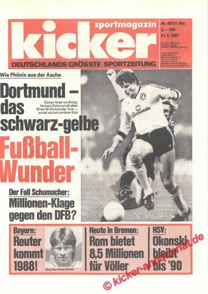 Kicker Sportmagazin Nr. 43, 21.5.1987 bis 27.5.1987