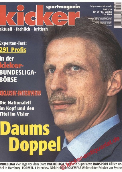 Kicker Sportmagazin Nr. 64, 7.8.2000 bis 13.8.2000