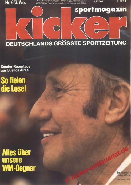 Kicker Sportmagazin Nr. 6, 16.1.1978 bis 22.1.1978