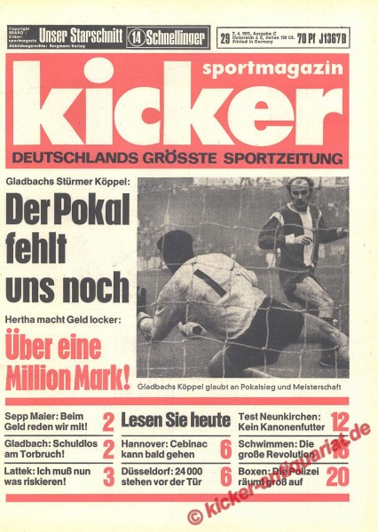 Kicker Sportmagazin Nr. 29, 7.4.1971 bis 13.4.1971