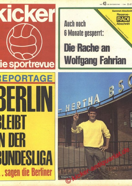 Kicker Sportrevue Nr. 43, 25.10.1965 bis 31.10.1965