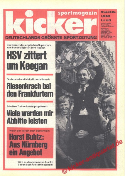 Kicker Sportmagazin Nr. 65, 9.8.1979 bis 15.8.1979
