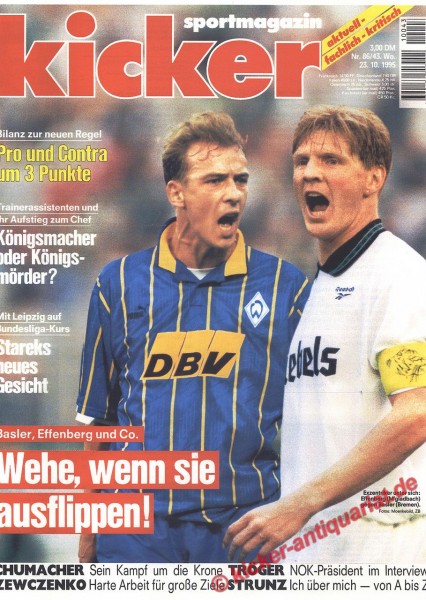 Kicker Sportmagazin Nr. 86, 23.10.1995 bis 29.10.1995