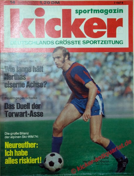 Kicker Sportmagazin Nr. 14, 11.2.1974 bis 17.2.1974