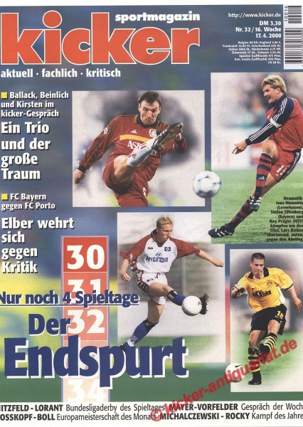 Kicker Sportmagazin Nr. 32, 17.4.2000 bis 23.4.2000