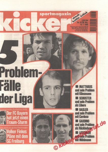 Kicker Sportmagazin Nr. 57, 13.7.1995 bis 19.7.1995