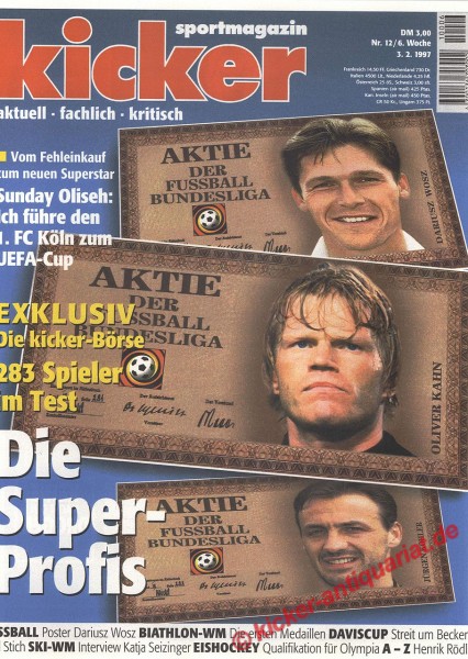 Kicker Sportmagazin Nr. 12, 3.2.1997 bis 9.2.1997