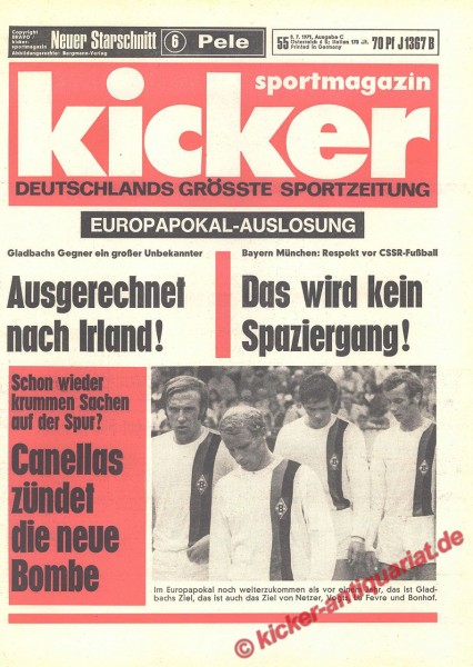 Kicker Sportmagazin Nr. 55, 8.7.1971 bis 14.7.1971