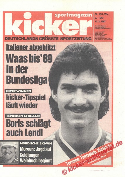 Kicker Sportmagazin Nr. 15, 12.2.1987 bis 18.2.1987