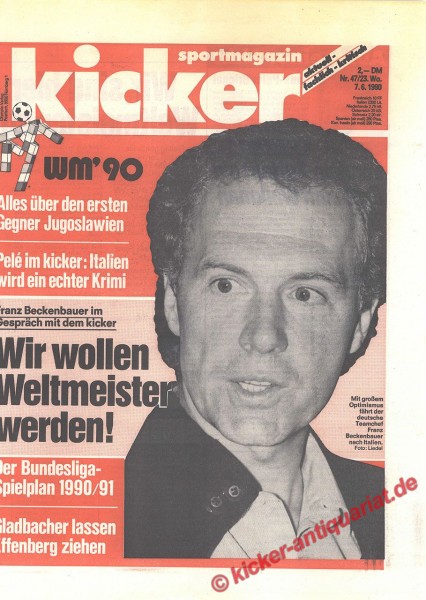 Kicker Sportmagazin Nr. 47, 7.6.1990 bis 13.6.1990