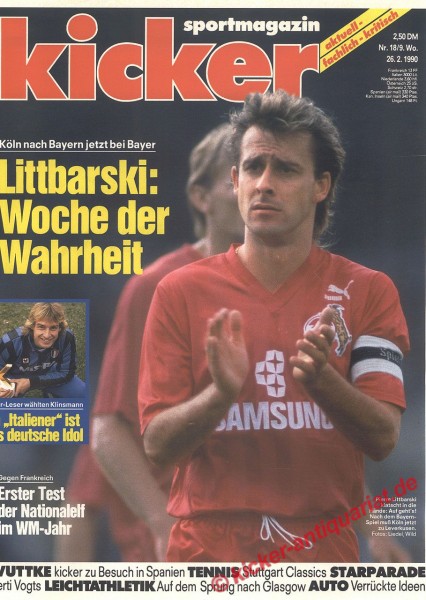 Kicker Sportmagazin Nr. 18, 26.2.1990 bis 4.3.1990