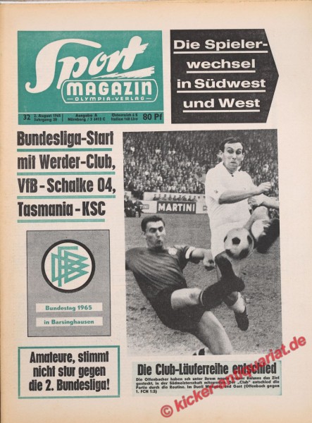 Sportmagazin Nr. 32A, 2.8.1965 bis 8.8.1965