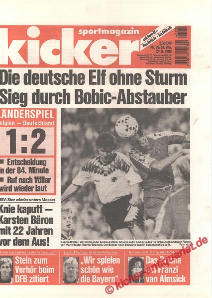 Kicker Sportmagazin Nr. 69, 24.8.1995 bis 30.8.1995