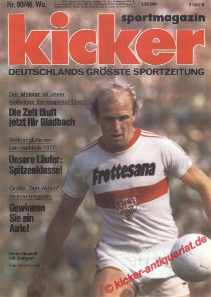 Kicker Sportmagazin Nr. 90, 7.11.1977 bis 13.11.1977