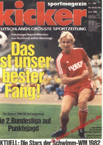 Kicker Sportmagazin Nr. 64, 9.8.1982 bis 15.8.1982