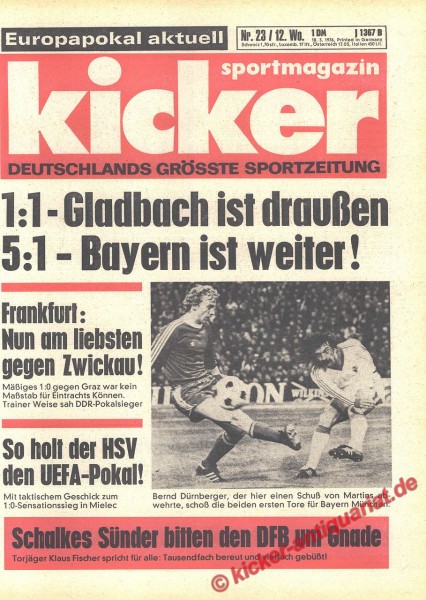 Kicker Sportmagazin Nr. 23, 18.3.1976 bis 24.3.1976