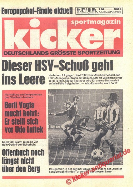 Kicker Sportmagazin Nr. 37, 6.5.1976 bis 12.5.1976