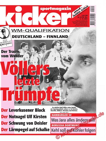 Kicker Sportmagazin Nr. 81, 4.10.2001 bis 10.10.2001