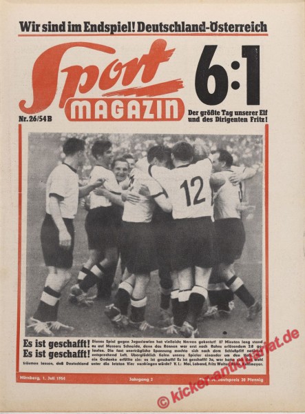 Sportmagazin Nr. 26B, 1.7.1954 bis 7.7.1954
