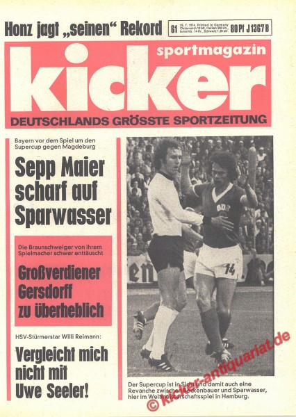 Kicker Sportmagazin Nr. 61, 25.7.1974 bis 31.7.1974