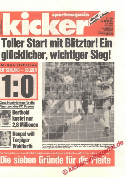 Kicker Sportmagazin Nr. 35, 2.5.1991 bis 8.5.1991