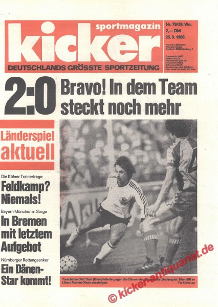 Kicker Sportmagazin Nr. 79, 25.9.1986 bis 1.10.1986