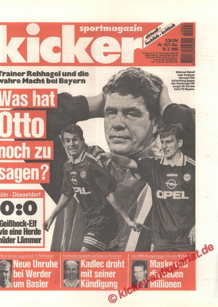 Kicker Sportmagazin Nr. 15, 15.2.1996 bis 21.2.1996