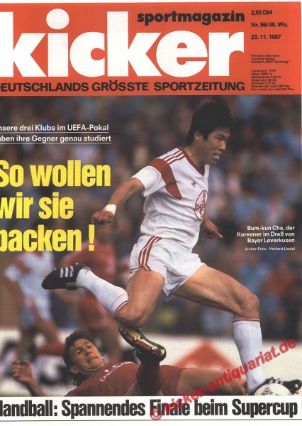 Kicker Sportmagazin Nr. 96, 23.11.1987 bis 29.11.1987