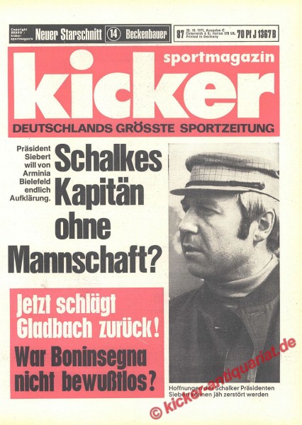 Kicker Sportmagazin Nr. 87, 28.10.1971 bis 3.11.1971