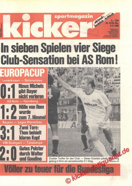 Kicker Sportmagazin Nr. 73, 8.9.1988 bis 14.9.1988
