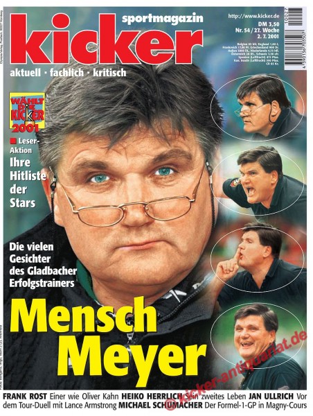 Kicker Sportmagazin Nr. 54, 2.7.2001 bis 8.7.2001